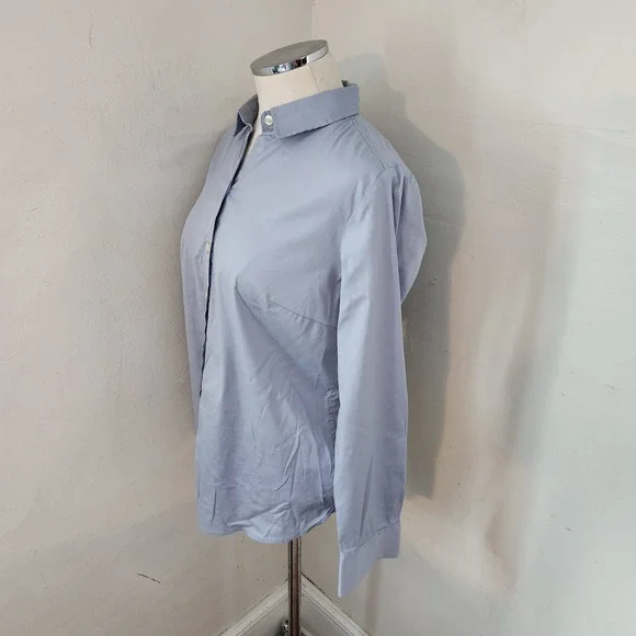 Ann Taylor Womens Blue Long Sleeve Button Down Blouse Shirt Size 10 Cotton Blend - Picture 5 of 5